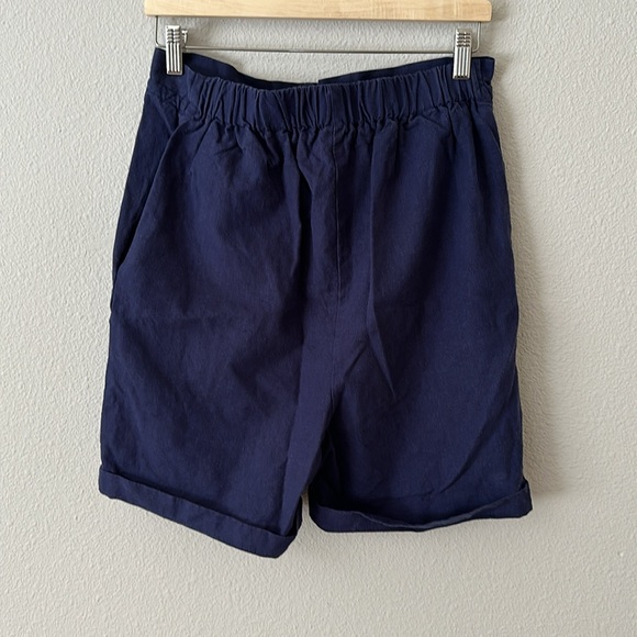 Aliya wanek organic sachie cotton shorts in navy oversized shorts hemp Bermuda - Picture 4 of 7